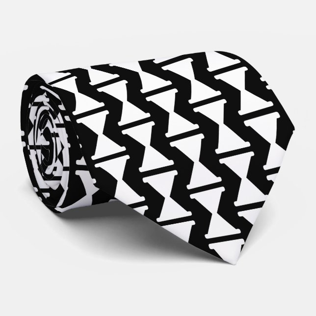 Cool hourglass sand clock black and white pattern tie (Rolled)