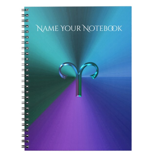 Cool Hued Metallic Zodiac Sign Aries Notebook (Front)