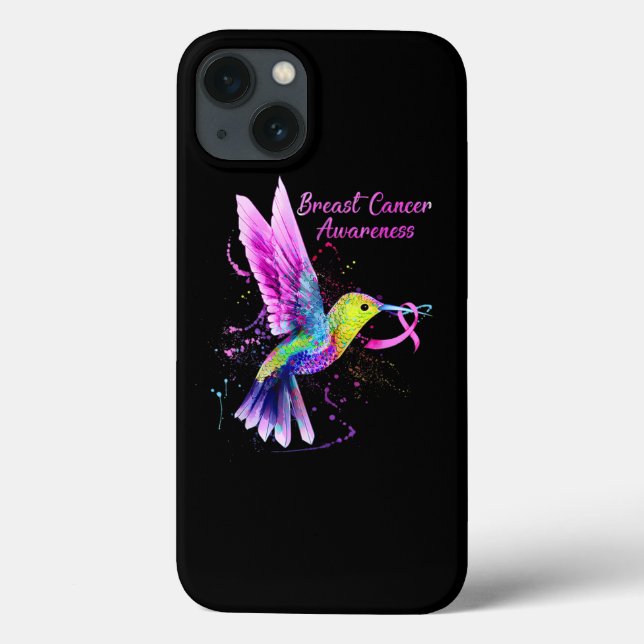 Cool Hummingbird Holding Pink Ribbon Breast Cancer Case-Mate iPhone Case (Back)