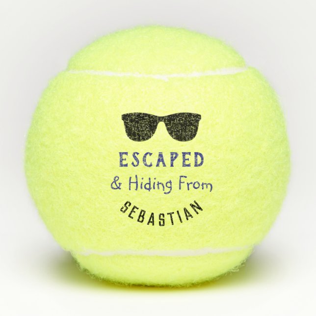 Cool Humour Escaped & Hiding Funny Personalized  Tennis Balls (Front)
