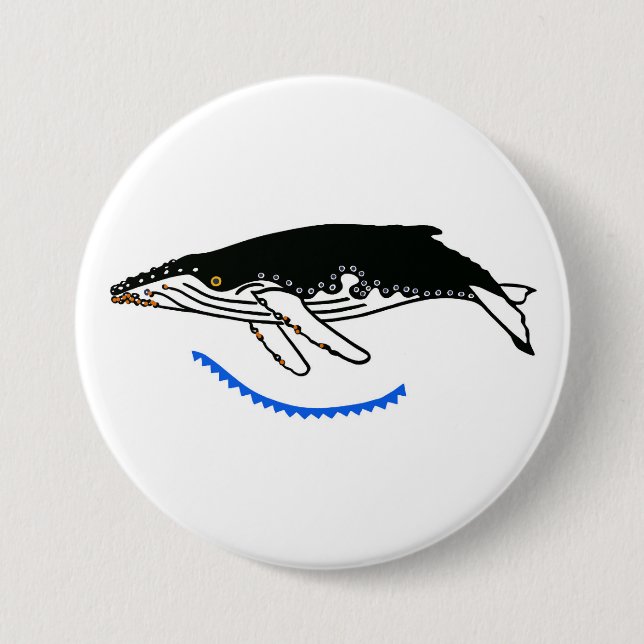 Cool Humpback WHALE Wildlife - Nature - 3 Inch Round Button (Front)
