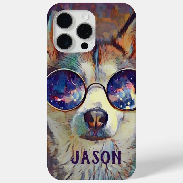 Cool Husky Dog in Sunglasses Personalized Case-Mate iPhone Case (Back)