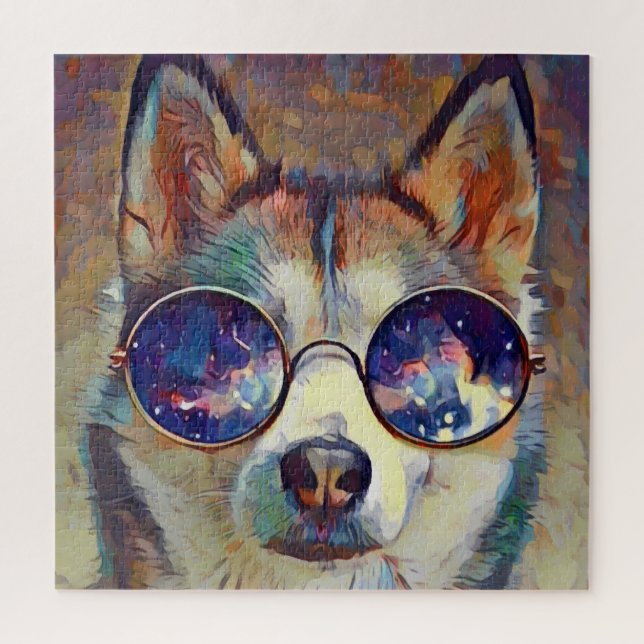 Cool Husky Dog Wearing Sunglasses Jigsaw Puzzle (Vertical)