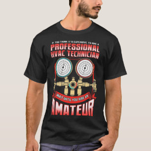 Cool HVAC Technician With Pressure Gauges Motive T-Shirt
