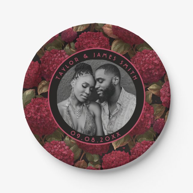 Cool Hydrangeas Plates For Couple'S Shower Party (Front)