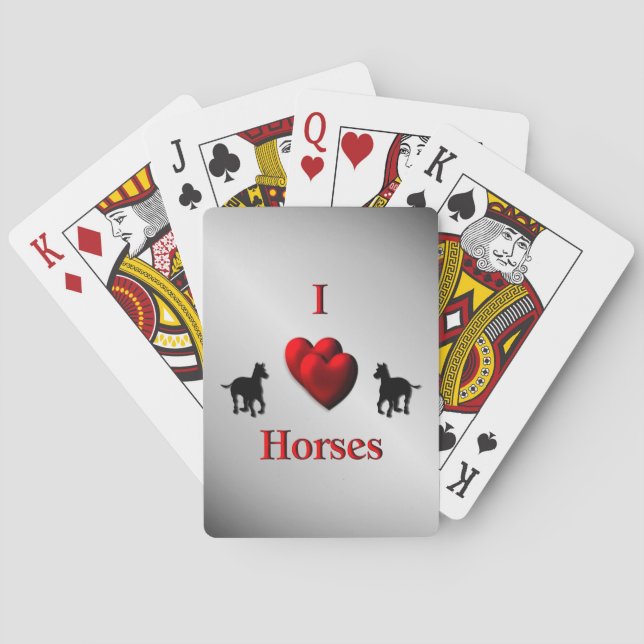 Cool I Heart Horses Design Playing Cards (Back)