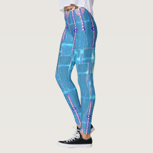 Cool Ice Blue Faux Blue Denim Leggings