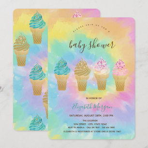 Cool Ice Creams Colourful Tie Dye Baby Shower Invitation