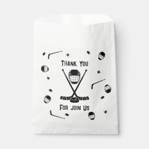 Cool Ice Hockey Black and White Birthday Party Favour Bag