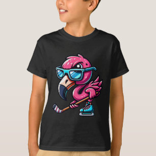 Cool Ice Hockey Flamingo With Attitude T-Shirt