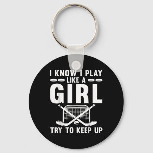 Cool Ice Hockey For Women Girls Field Hockey Lover Keychain