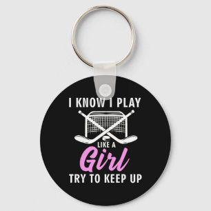 Cool Ice Hockey For Women Girls Field Hockey Lover Keychain
