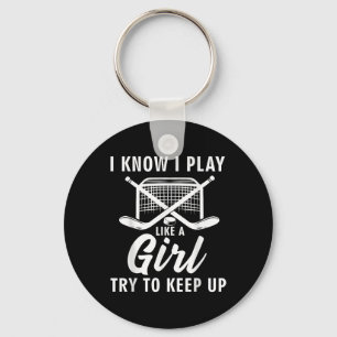 Cool Ice Hockey For Women Girls Field Hockey Lover Keychain