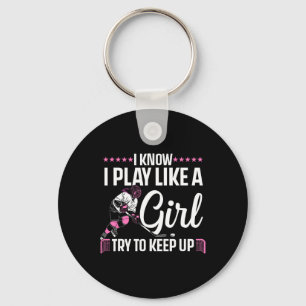 Cool Ice Hockey For Women Girls Hockey Lover Team Keychain