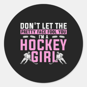 Cool Ice Hockey For Women Girls Hockey Player Spor Classic Round Sticker