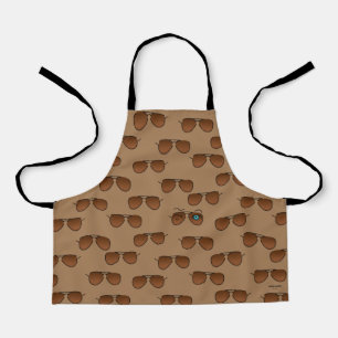 Cool iconic winkS Aviator Glasses Brown Pattern Apron