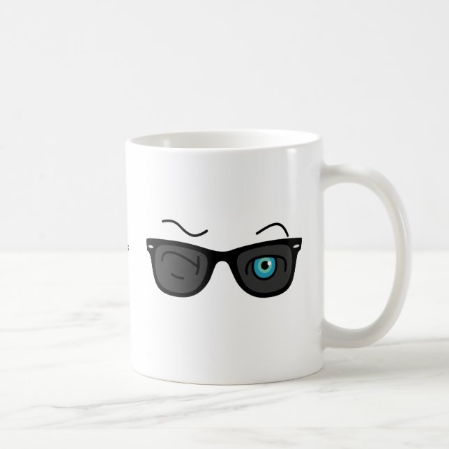 Cool iconic winkS Black Sunglasses Pattern Coffee Mug (Right)