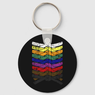 Cool Illustrated Karate Belt Colours - Martial Art Keychain