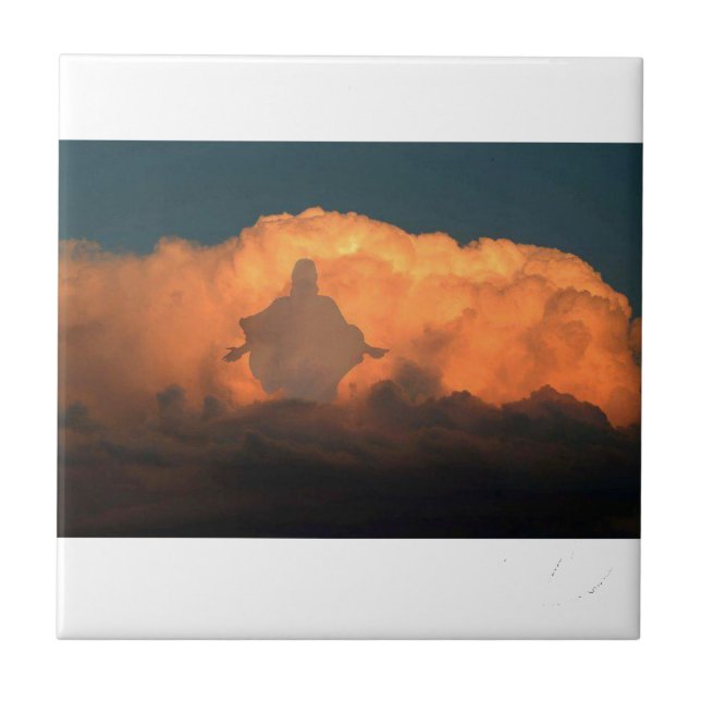 Cool Image of Jesus on Clouds Tile (Front)