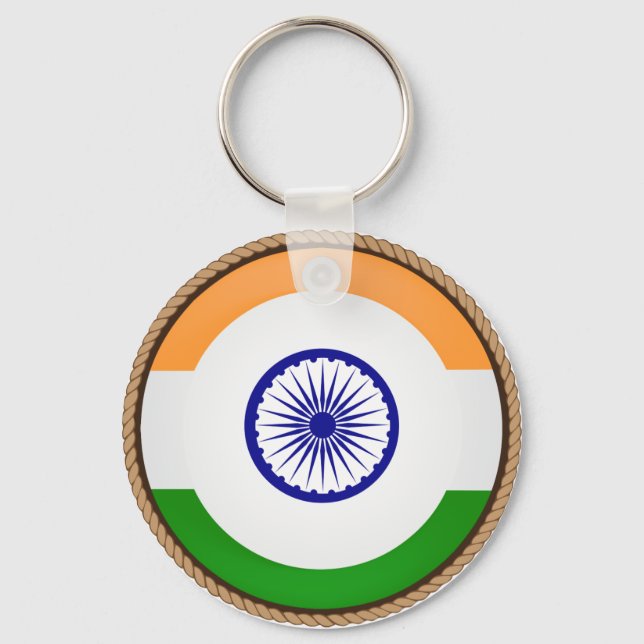 Cool India Flag Seal Keychain (Front)