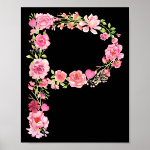 Cool Initial Alphabet Monogram Flowers Floral Lett Poster