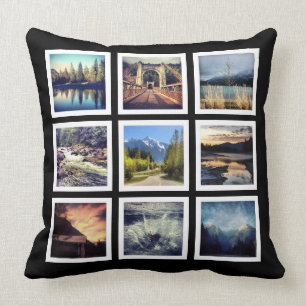 Cool Instagram 9 Photo Collage Throw Pillow