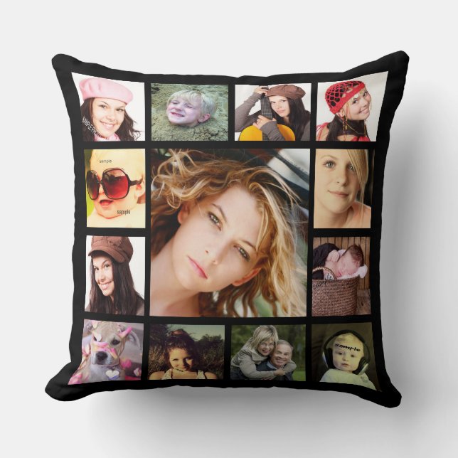 Cool Instagram Photo Collage Throw Pillow (Front)