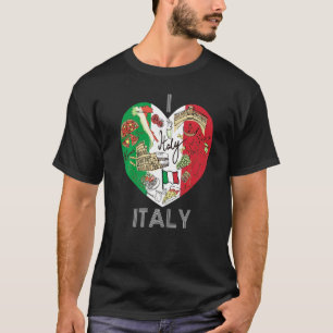 Cool Italian Flag Map Heart Italy Graphic Italian T-Shirt
