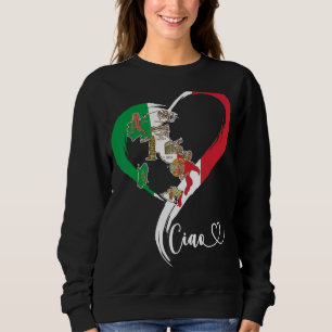Cool Italy Graphic Italian Flag Map Heart Italian Sweatshirt
