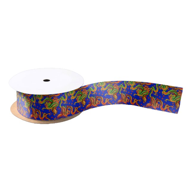 cool Japanese dragon tiled party  Satin Ribbon (Spool)