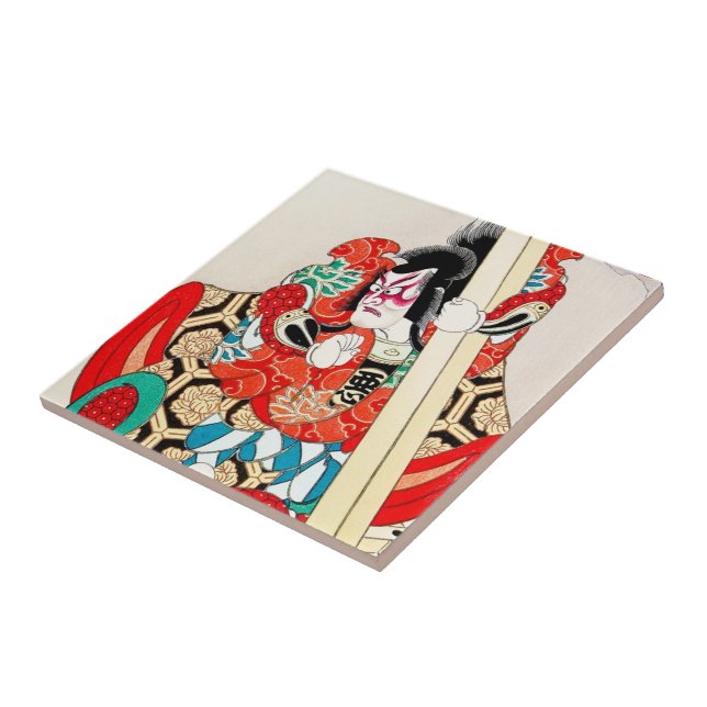 Cool japanese kabuki warrior actor samurai man art tile (Side)