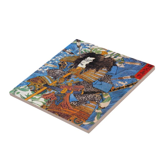 Cool japanese Legendary Samurai Sanin Warrior art Tile (Side)