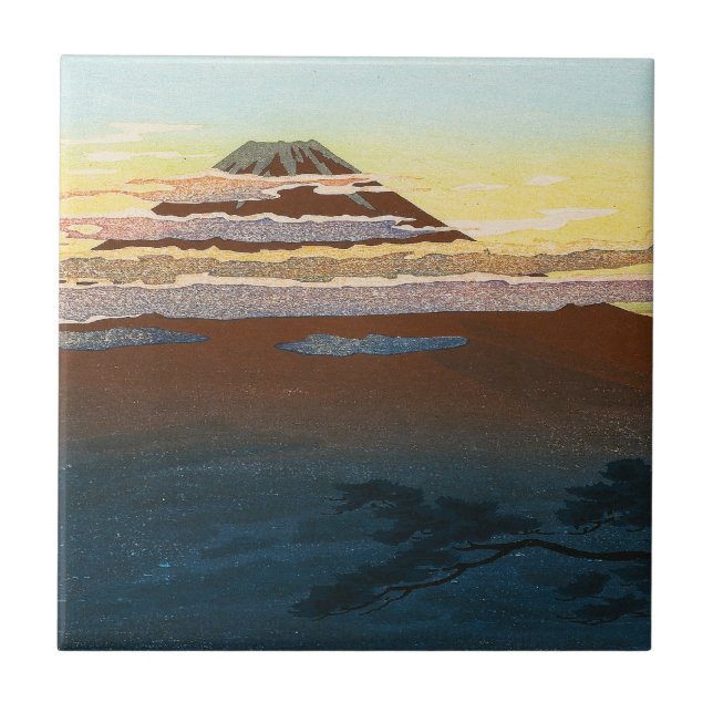 Cool japanese mountain fuji sunset clouds scenery tile (Front)