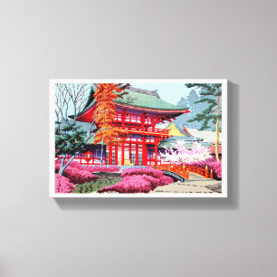 Cool japanese Red Temple Spring Asano Takeji Canvas Print