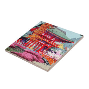 Cool japanese Red Temple Spring Asano Takeji Tile