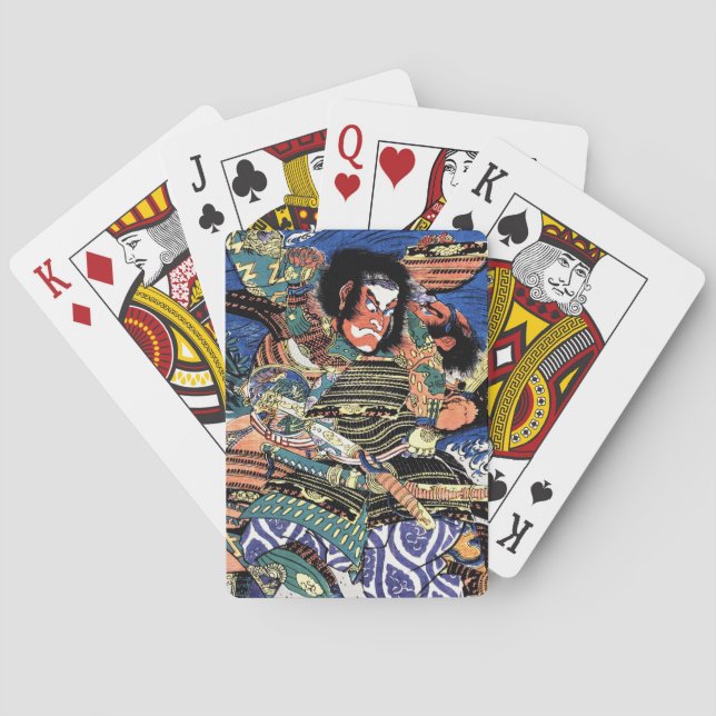 Cool japanese ukiyo-e legendary warrior samurai playing cards (Back)