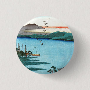 Cool japanese vintage ukiyo-e sea waterscape scene 1 inch round button