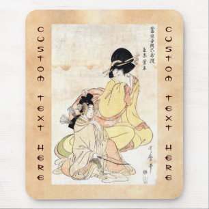 Cool japanese vintage ukiyo-e two ladies woman art mouse pad