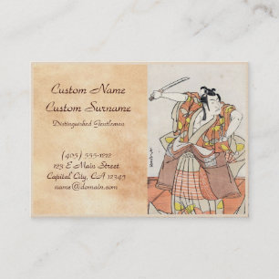 Cool japanese vintage ukiyo-e warrior old scroll business card