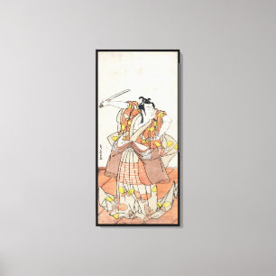 Cool japanese vintage ukiyo-e warrior old scroll canvas print