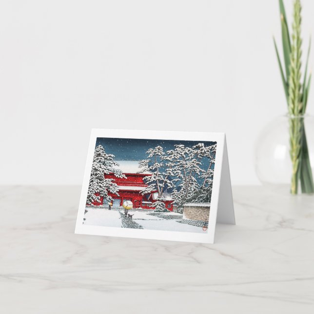 Cool japanese winter temple shrine kyoto scenery card (Front)