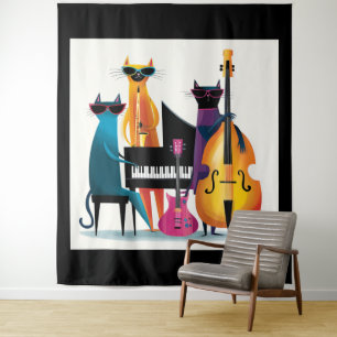 Cool Jazz Cats Musicians Band Tapestry