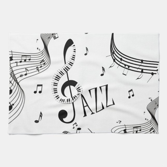 Cool Jazz Music Kitchen Towel (Horizontal)
