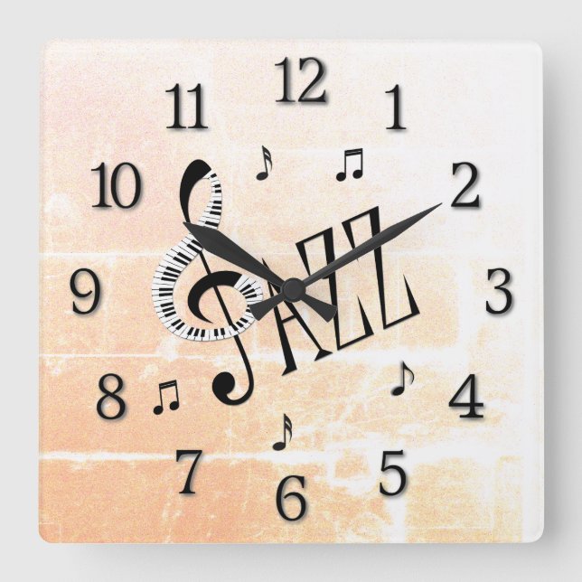 Cool Jazz Square Wall Clock (Front)
