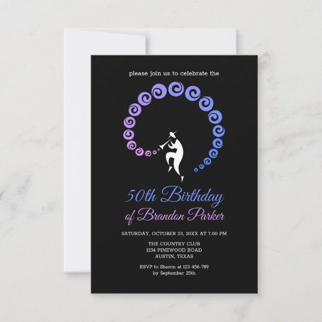 Cool Jazz Trumpet Musician 50th Birthday Party Invitation (Front)