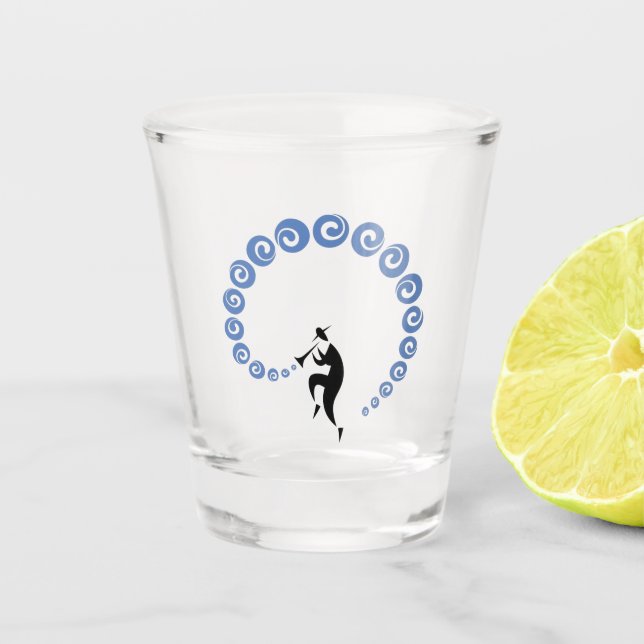 Cool Jazz Trumpet Musician Blue Shot Glass (Front)