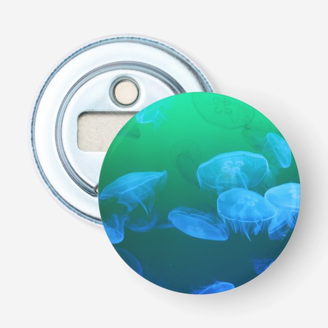 Cool Jellyfish Green Blue Gradient Bottle Opener (Front)