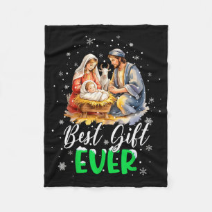 Cool Jesus Nativity Scene Christian Best Ever Chri Fleece Blanket