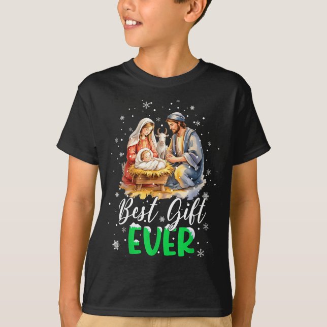 Cool Jesus Nativity Scene Christian Ever Christmas T-Shirt (Front)