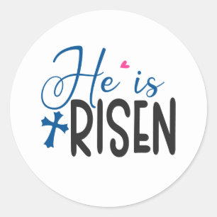 Cool Jesus Risen word art Easter  Classic Round Sticker